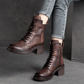 Tacones altos estilo británico retro con efecto roce para mujer